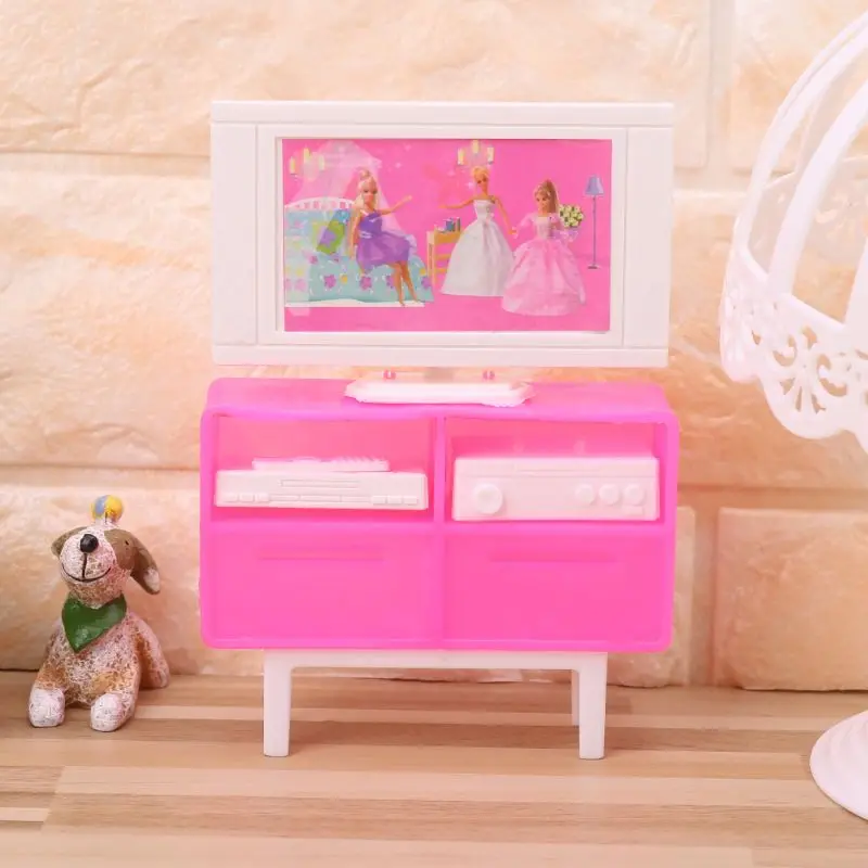 

Doll Television Stand Simulation Plastic Dollhouse Furniture Miniature TV Cabinet Appliances House Game Kids Toys Children