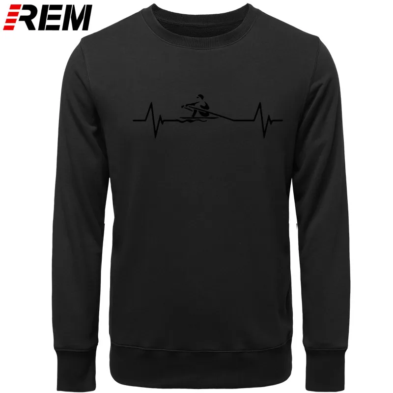 REM новые Heartbeat гребли толстовки мужские с длинным рукавом Мода Каякинг o-образным вырезом мужские забавные каноэ Толстовки, Толстовки - Цвет: BLACK BLACK