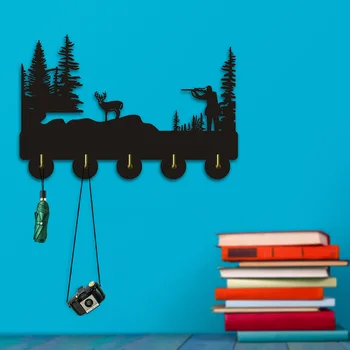 

1Piece Whitetail Deer Household Decor Wooden Hooks Multi-purpose Hunting Man Cave Rustic Wall Coat Rack Keys Bags Clothes Hook