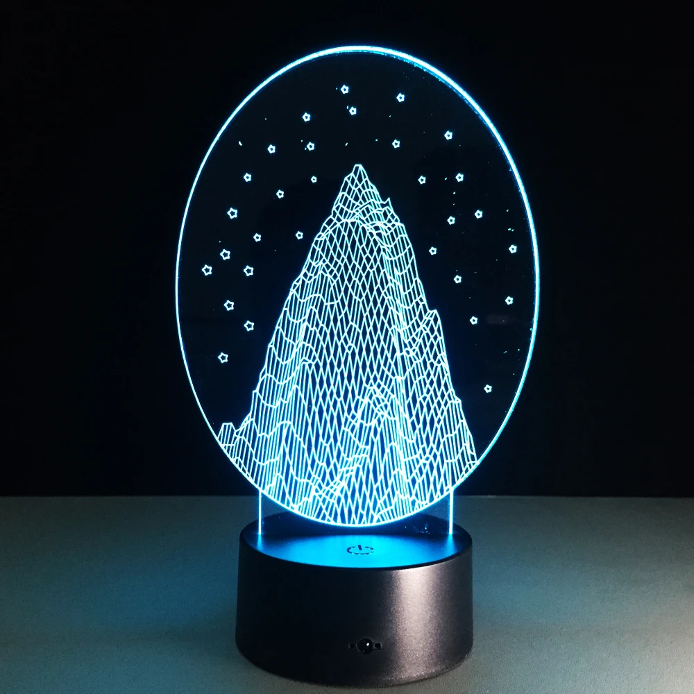 Абстракциониста Mountain снегопад детей жизни Спальня стол освещение с несколькими Цвета изменить 3D лампа Прямая поставка