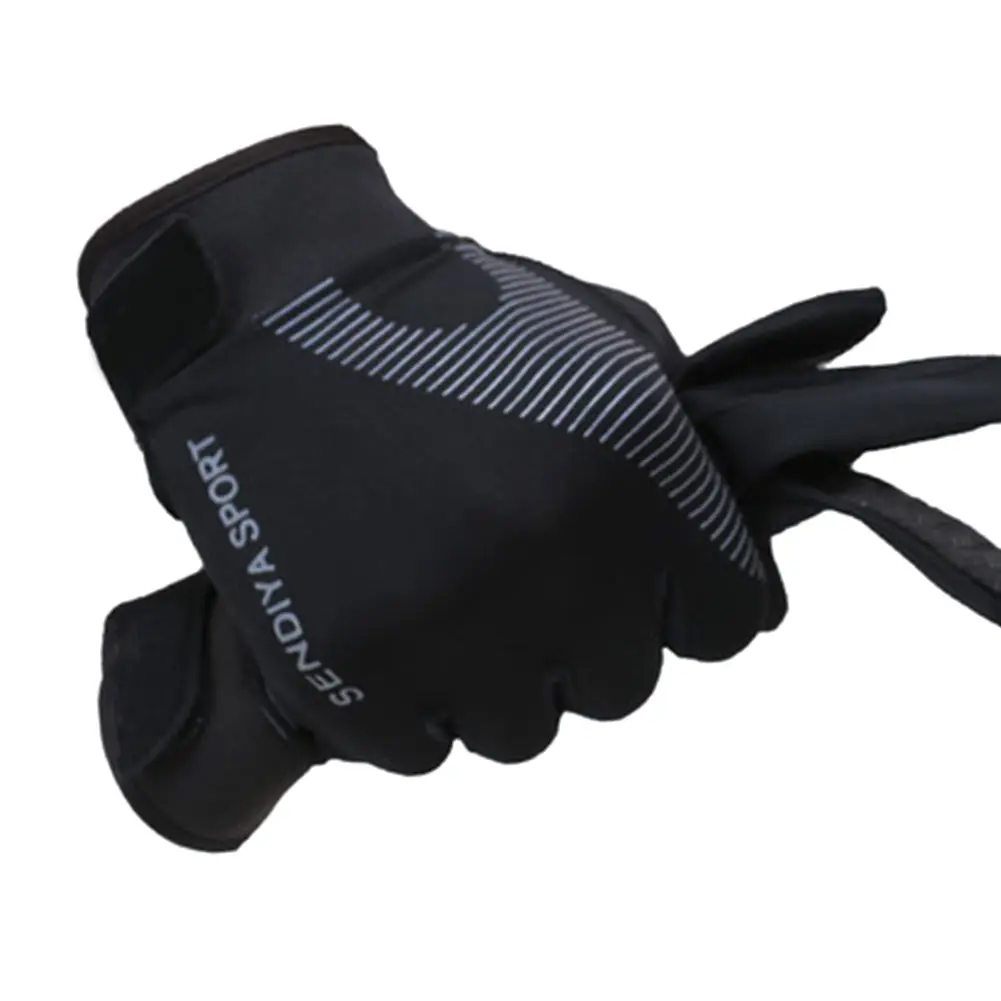 Новинка, 1 пара велосипедных перчаток, полный палец, сенсорный экран, для мужчин и женщин, MTB перчатки, дышащие летние варежки - Цвет: Black
