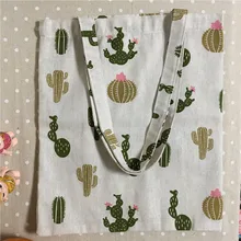 YILE хлопок холст Экологичная для шоппинга с ручкой сумка на плечо Фламинго зеленый лист черная основа L18a