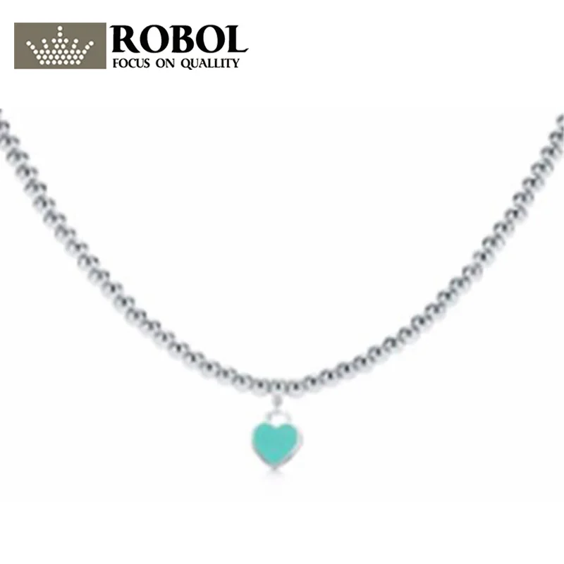 

ROBOL Charm Gift 925 Sterling Silver Blue Heart TIFF Attractive Elegance Temperament Earrings World Jewelry