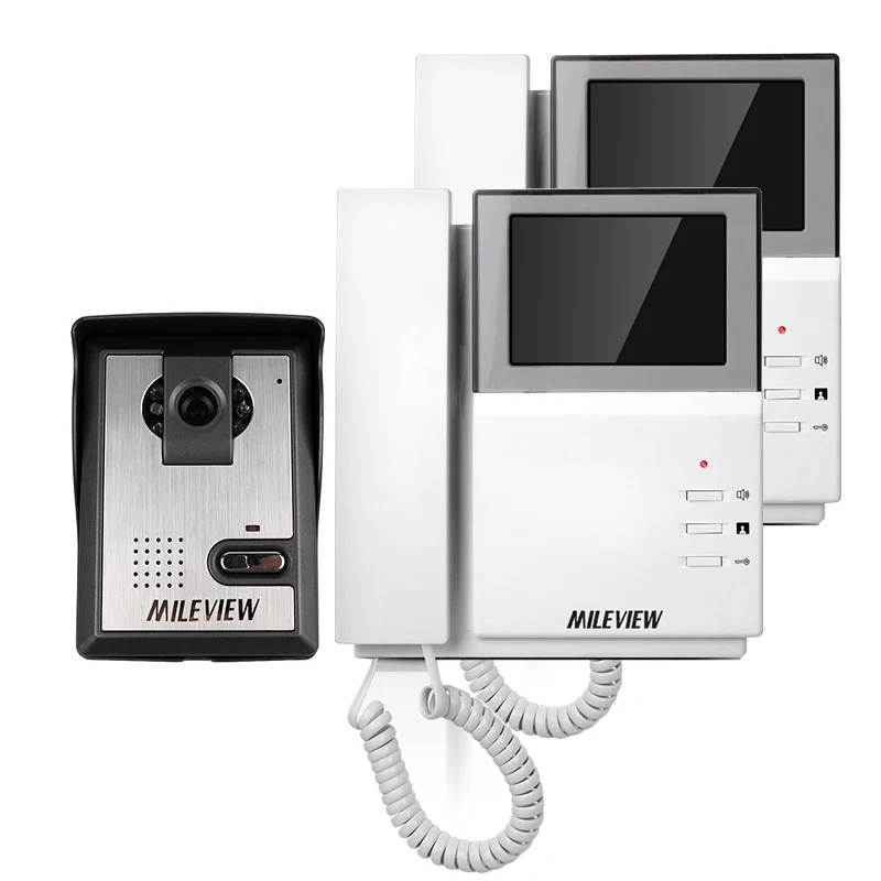 

MILEVIEW Hand held 4.3" Color Video Intercom Door Phone 2 Indoor Monitors + Night Vision Outdoor Doorbell Camera FREE SHIPPING