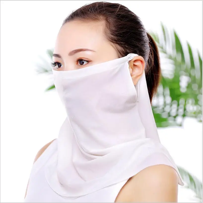 Лето Весна вуаль дышащие рот маски для женщин девочек Анти-пыль шелковая маска шеи защиты бактерий анти-загрязнения маска