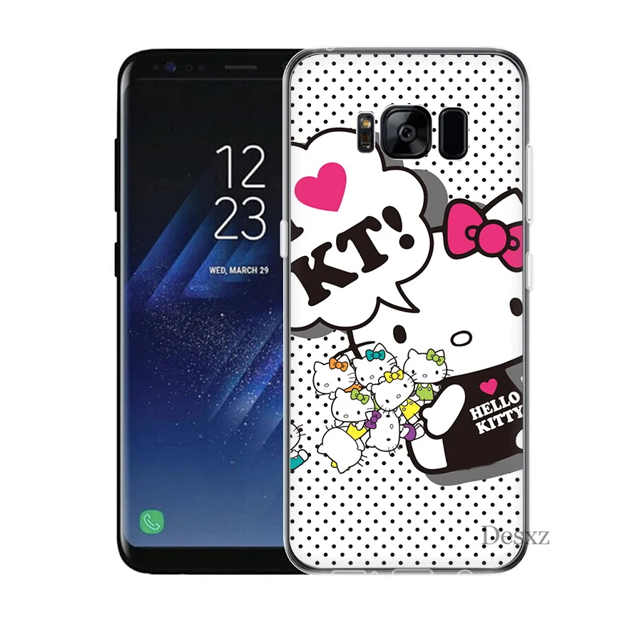 Задняя накладка чехла из ТПУ для samsung Galaxy S7 Edge S8 S9 Plus Note 8 9 популярный модный hello kitty