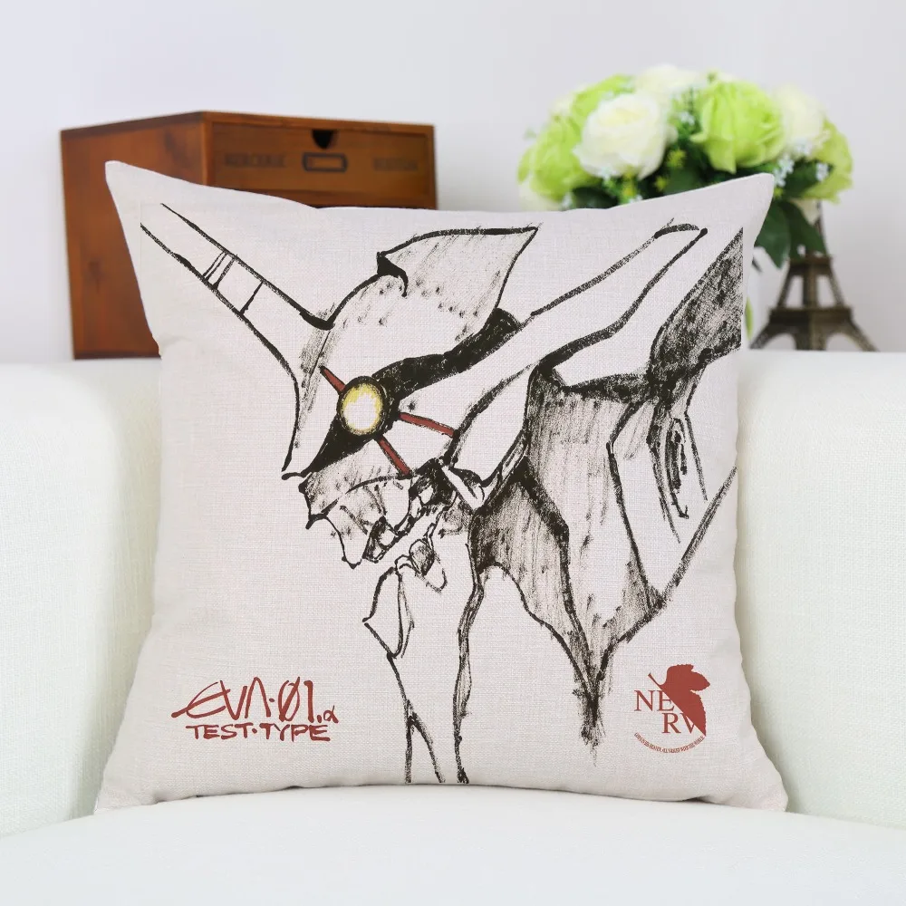 

Anime NEON GENESIS EVANGELION EVA Cotton Linen Decorative Pillow Cushion Cover Pillow Case Home Decor Cushion Covers New