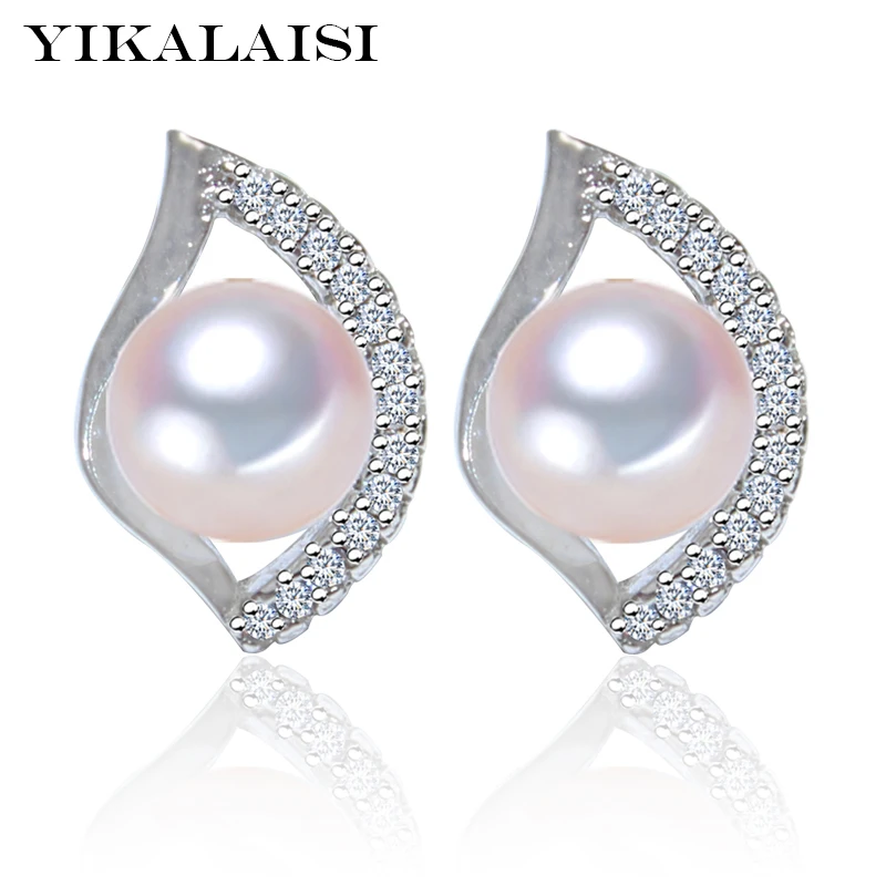 IKALAISI 2017 jemná značka 100% přírodní sladkovodní perlové šperky náušnice s 925 mincovními stříbrnými šperky pro ženy