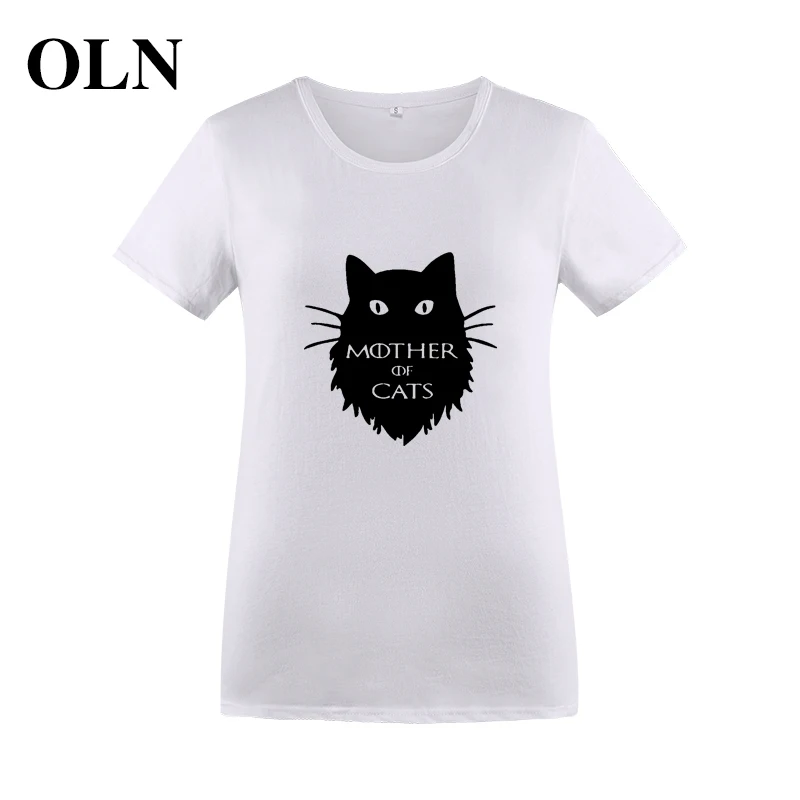 

OLN MOTHER OF CAT Graphic Tee Shirt Women Tops Casual Short Sleeve Summer Cotton T Shirt Women Vintage O-neck Ropa Mujer