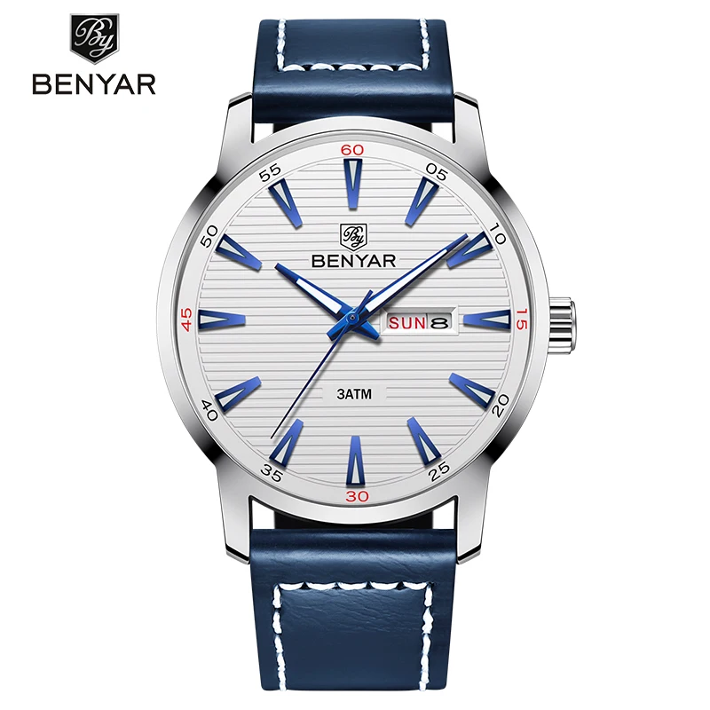 

BENYAR New Luxury Brand Watches Men Leather Quartz Watch Fashion week Date Watch Reloj Hombre Sport Clock Male relogio Masculino