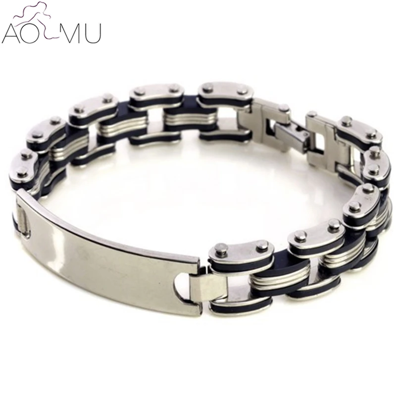 

AOMU Design Punk 316L Stainless Steel Bracelet Biker Bicycle Motorcycle Chain Men Bracelet & Bangles Cuff Wristband Jewelry