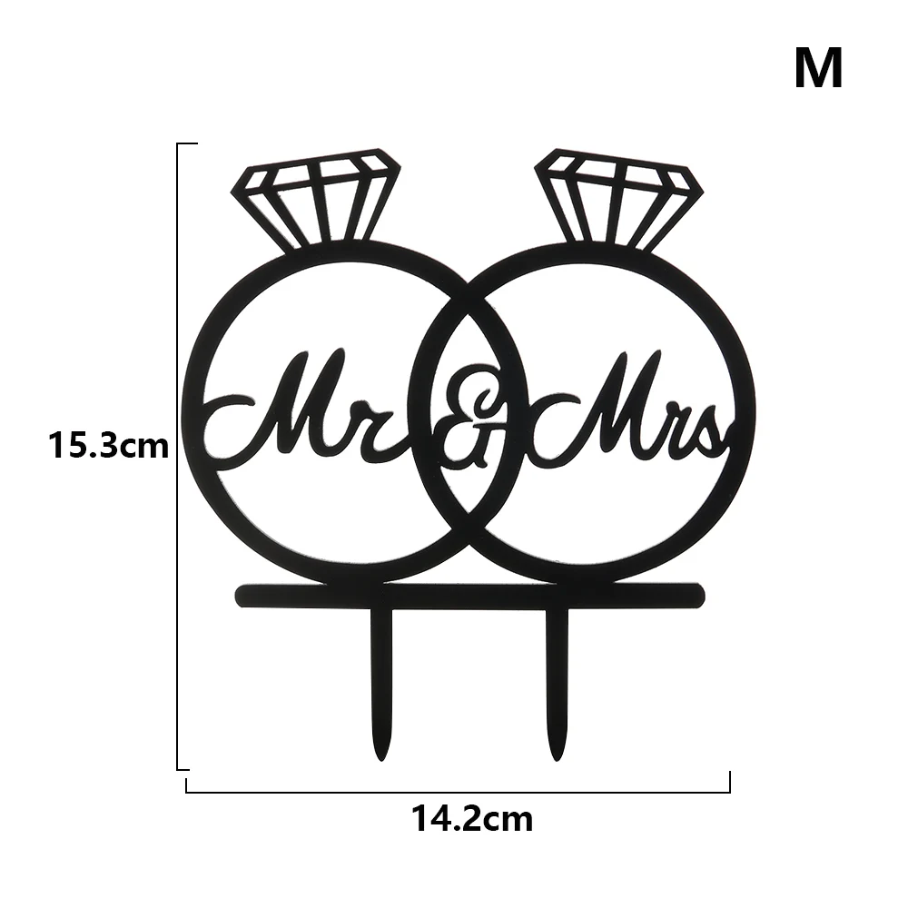 Свадебная тема акриловый торт Топпер Mr Mrs Свадебные украшения акриловые черные топперы для торта свадебные вечерние принадлежности для взрослых украшения для торта - Цвет: M
