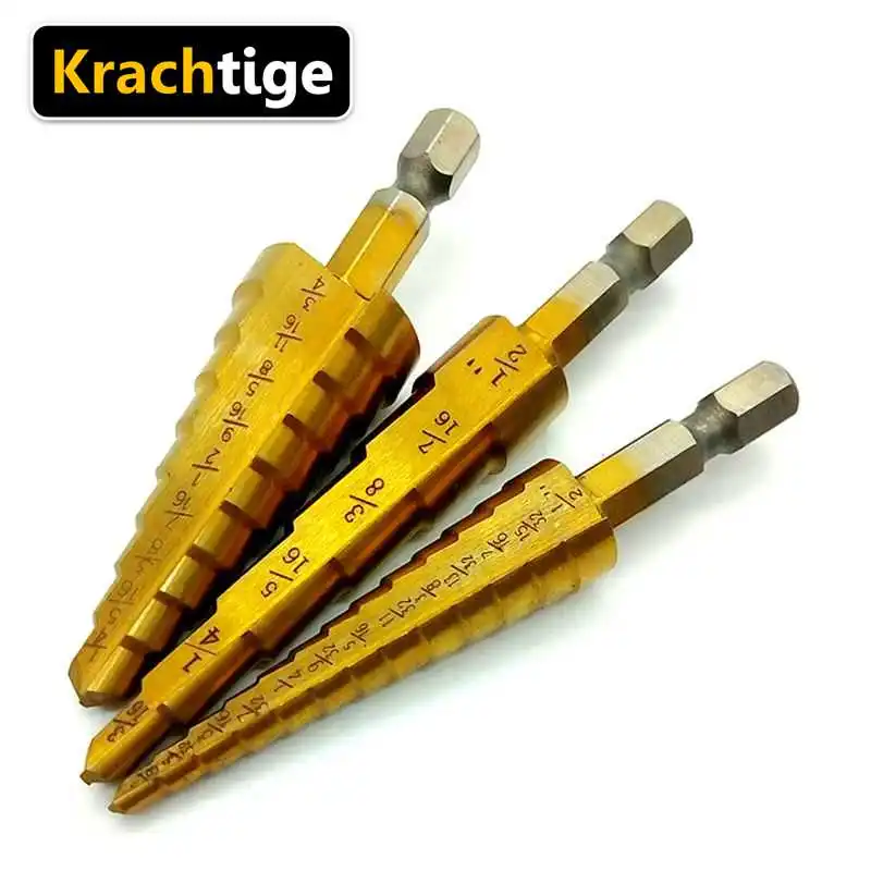 Set of 3 Step Drill Bit 28 Size HSS M2 Titanium Unibit Industrial