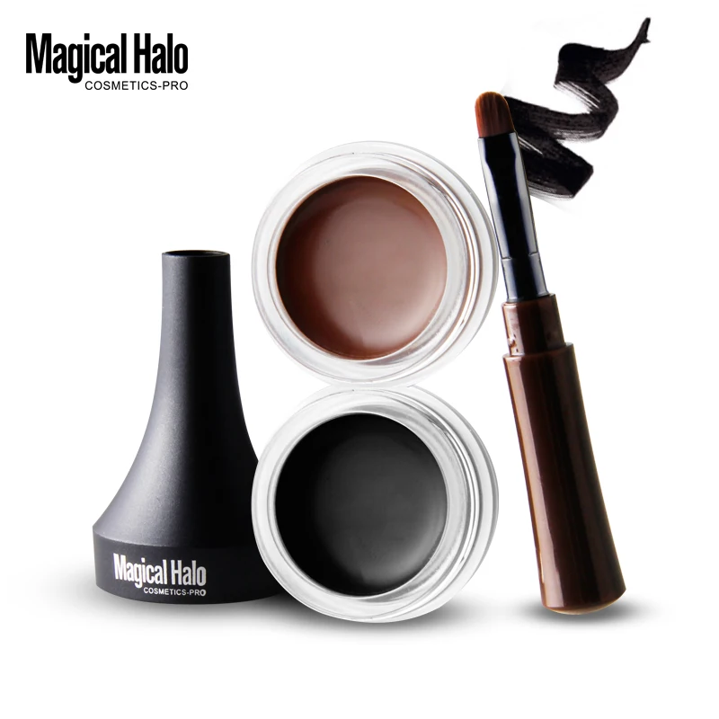 

Magical Halo Natural Waterproof Eyeliner Soft Gel with Brush Long Lasting Smooth Black Brown Color Makeup Eye Liner Cream