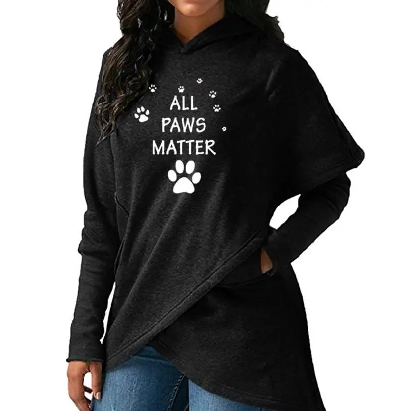  Split Hoodies For Women Paw Animal Print Sweatshirts Kawaii Hoodies Femmes Loose Girls Frauen Youth