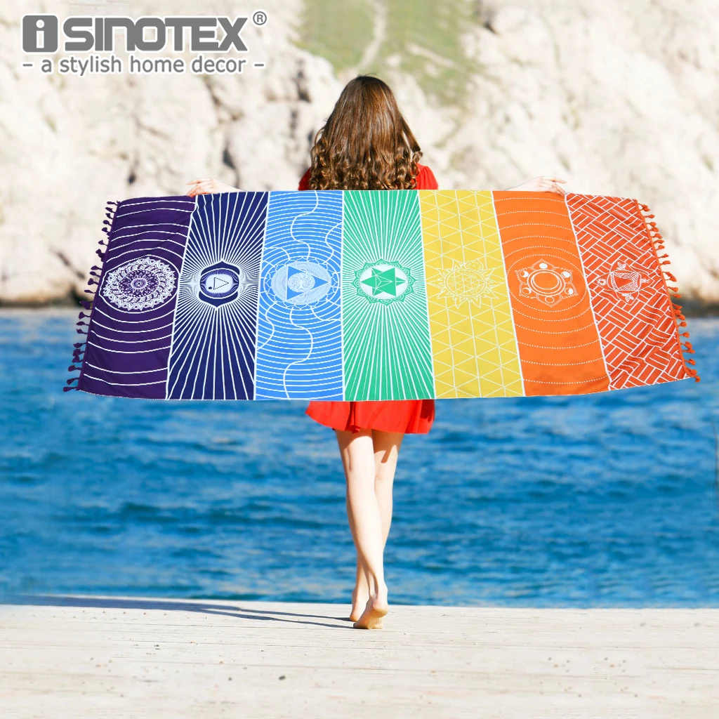 Mandala Beach Towel Tapestry Outdoor Picnic Blanket Bohemian Tassel