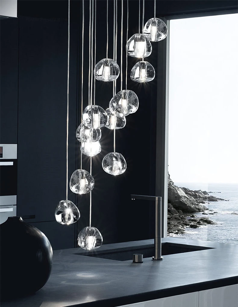 Chuva de Meteoros Lâmpada de Cristal de Luz Pendant Criativo Europeu-estilo Luxo Lâmpadas Led Moderm Vidro Indoor Iluminação Restaurante 3 Chuva de meteoros Lâmpada de Cristal de