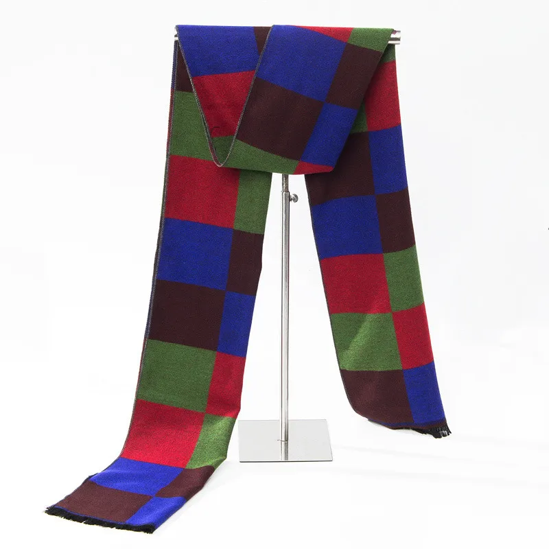 Multicolor Green Мужской повседневный кашемировый шарф, мужской модный шарф в клетку, 30 см* 180 см, зимний теплый Гладкий мужской шарф - Цвет: Multicolor Green