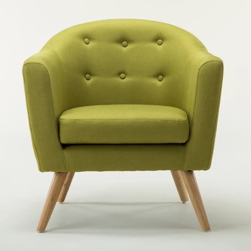 Mid Century Modern Style Sofa / Love Seat With Wood Legs Living Room Furniture Single Couch Tufted Button Fabric Accent Chair