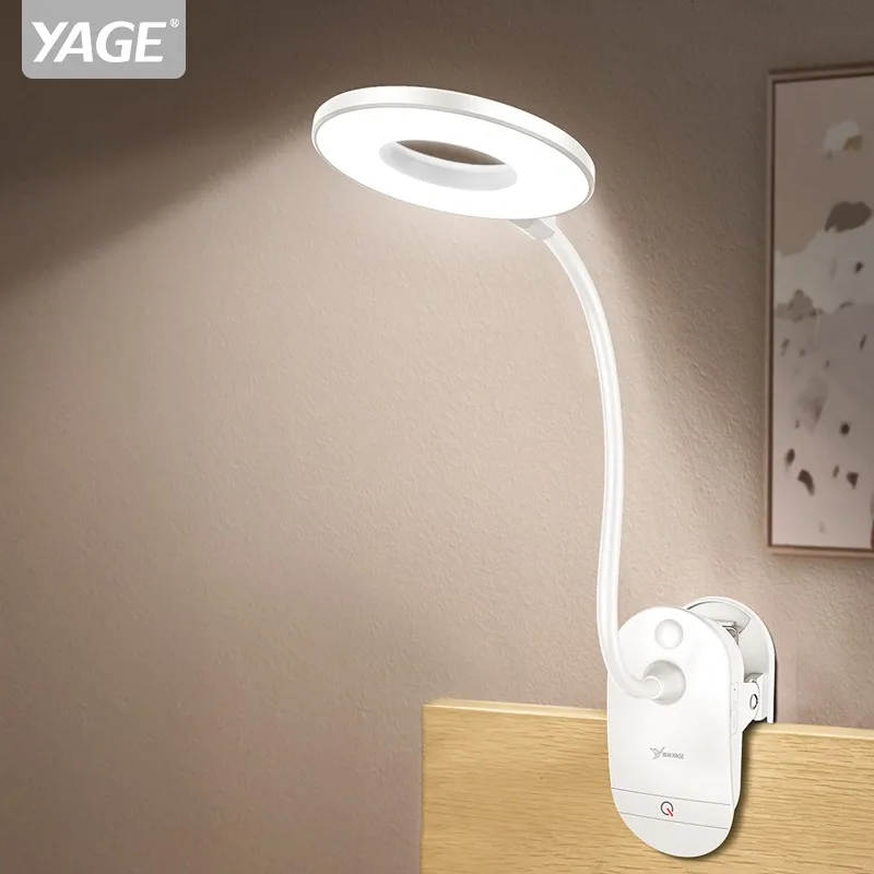 YAGE 18650 LED Touch On/off Switch 3 Modes Clip Desk Lamp 7000K Eye Protection Desk Light Dimmer Rechargeable USB Led Table Lamp