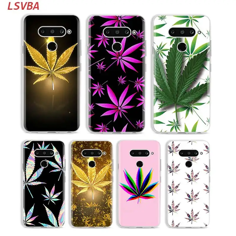 

Matte Silicone Case Weed Leaf grass huf for LG K40 Q8 Q7 Q6 V50(5G) V40 V35 V30 V20 G8 G7 G6 G5 ThinQ Phone Shell