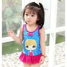 Высококачественный младенческой Дети мультфильм печатных Синий Красный юбка в горошек цельный купальник