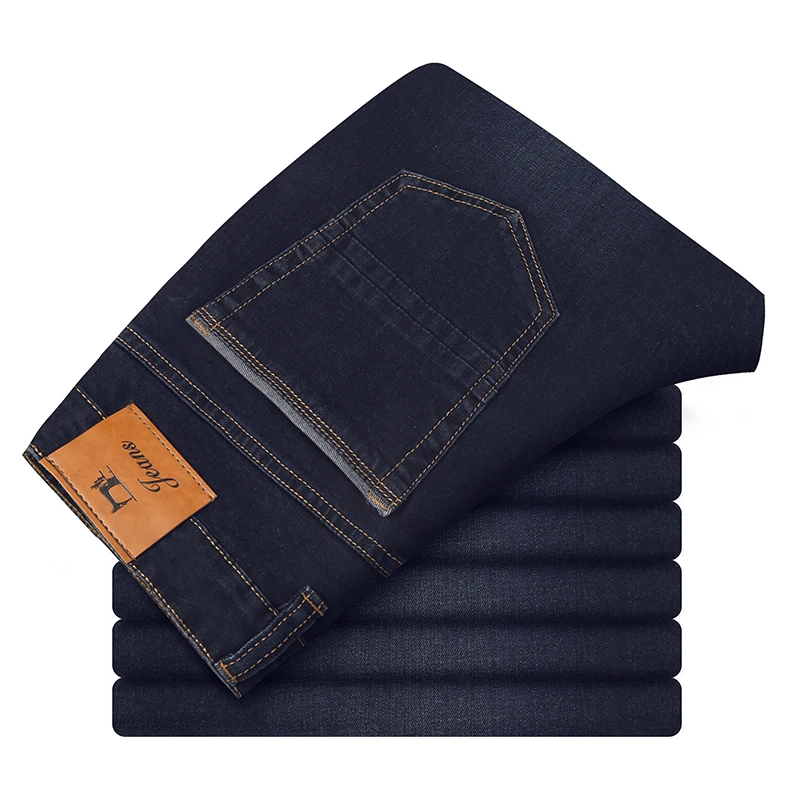 Мужские прямые джинсы размера плюс 28-444, черные, с большим карманом, удобные джинсы для отдыха, для больших и высоких мужчин, повседневные джинсы, свободные джинсы