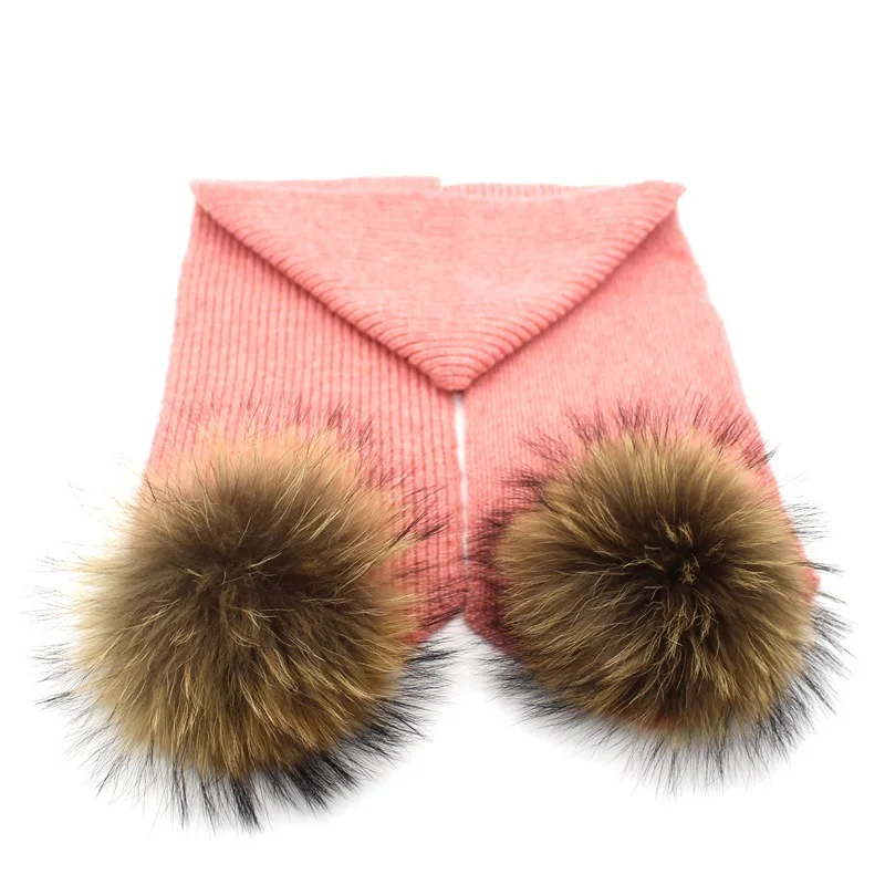 Ditpossible 2018 новый меховой помпон шарф для девочек зима теплая шаль шею Для женщин шарфы