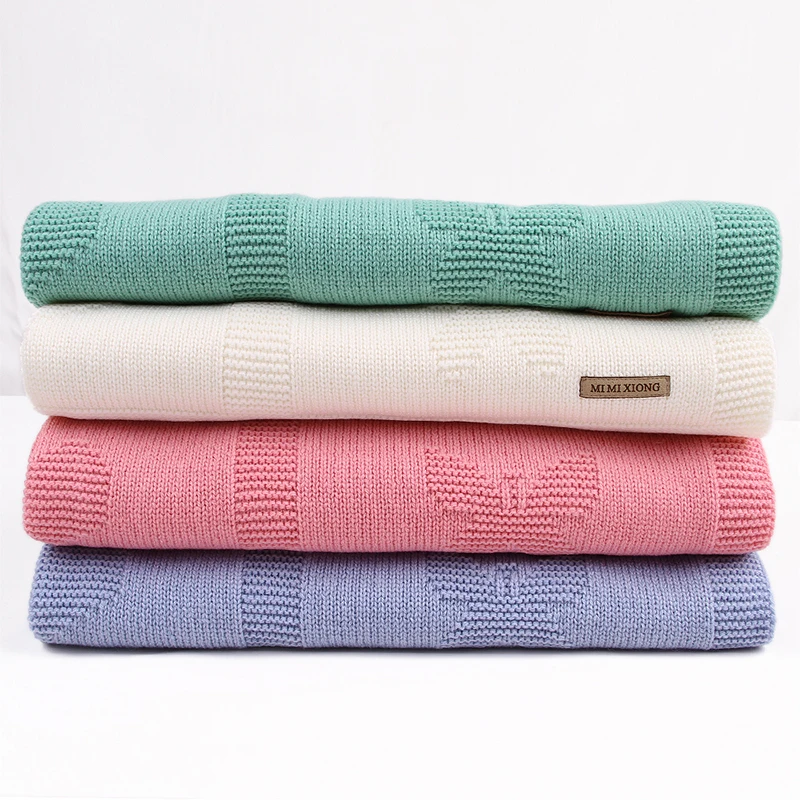 

CieiK Baby Swaddle Blanket Knitted Soft Newborn Photography Wrap Children Toddler Floral Winter Bedding Stroller Linens 95*75cm