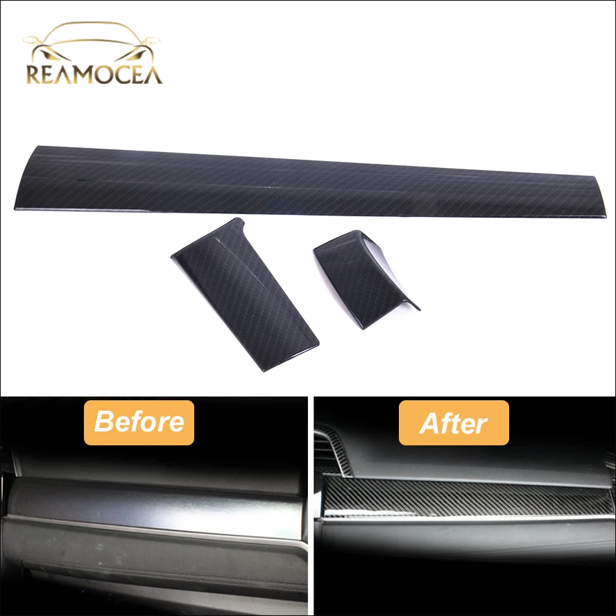 

Reamocea 3Pcs/Set Car Carbon Fiber Console Center Dashboard Cover Trim Sticker Fit For Honda Civic 2016 2017 Accessories