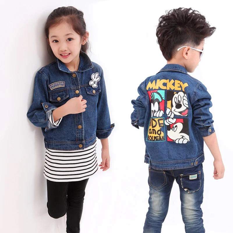 Ceny 2019 nowa dziecięca kurtka dziecięca Minnie Mickey kurtka dziewczyna wiosna chłopiec dziecko kurtka dżinsowa kurtka dziecięca kostium