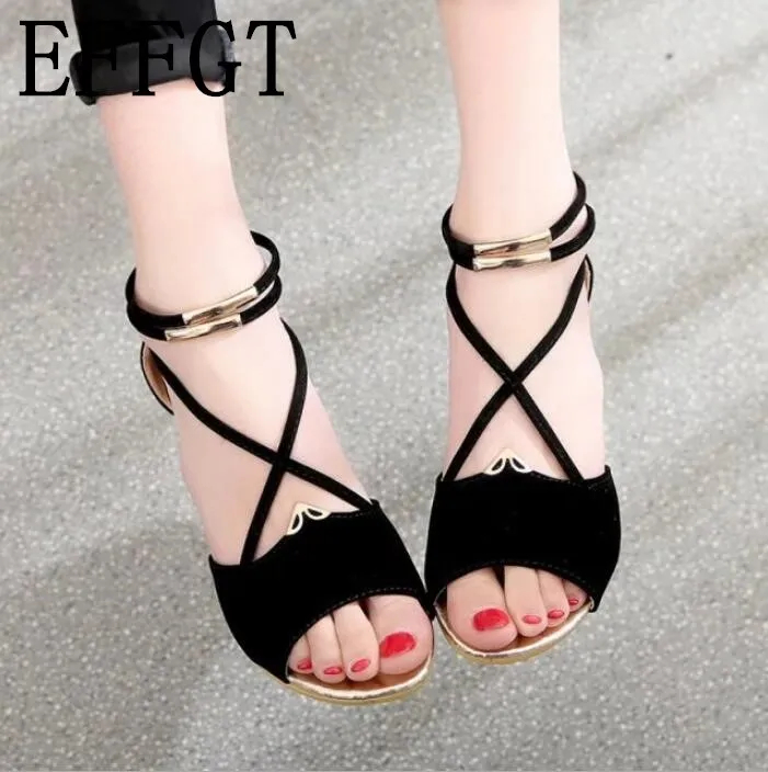 

EFFGT Women Sandals zipper Shoes Woman Wedges Sandals Women Summer Shoes Gladiator fashion open toe Sandals For Woman shoes