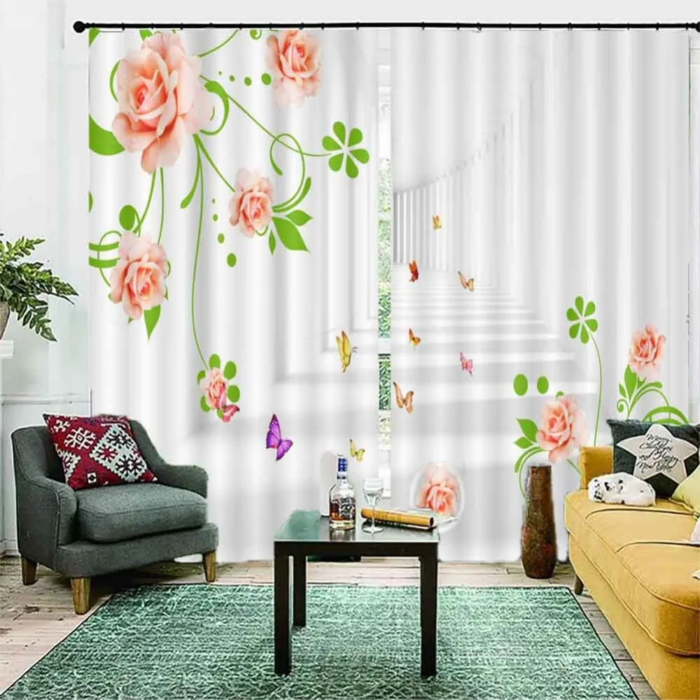 

Stereoscopic corridor rose 3D Window Curtains Living Room bedroom Drapes Rideaux factory Customized size shower Shading cloth
