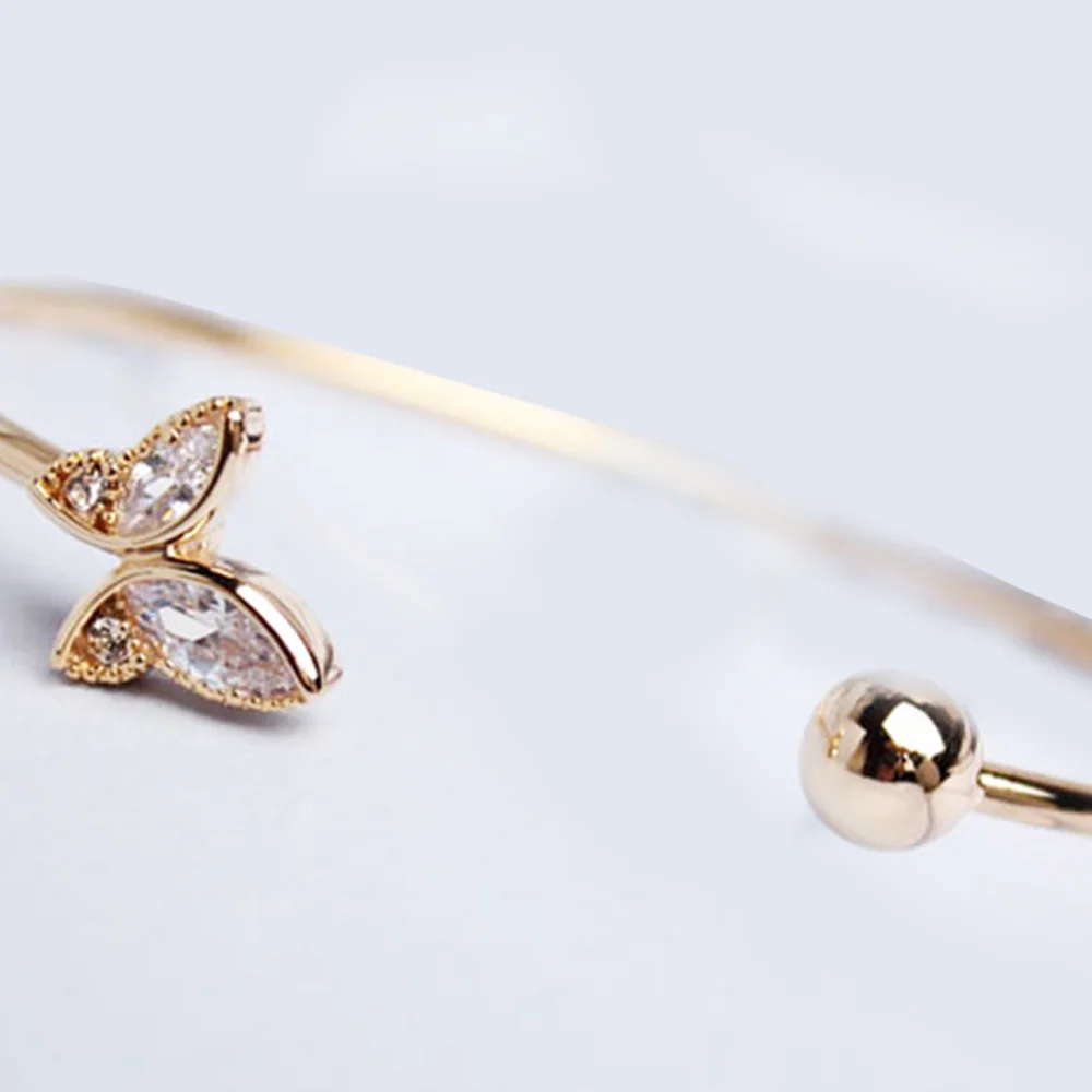 Элегантный женский золотой Открытый браслет Мода Высокое качество Кристалл Жесткий браслет с бабочкой аксессуары для свадебной вечеринки горячий подарок
