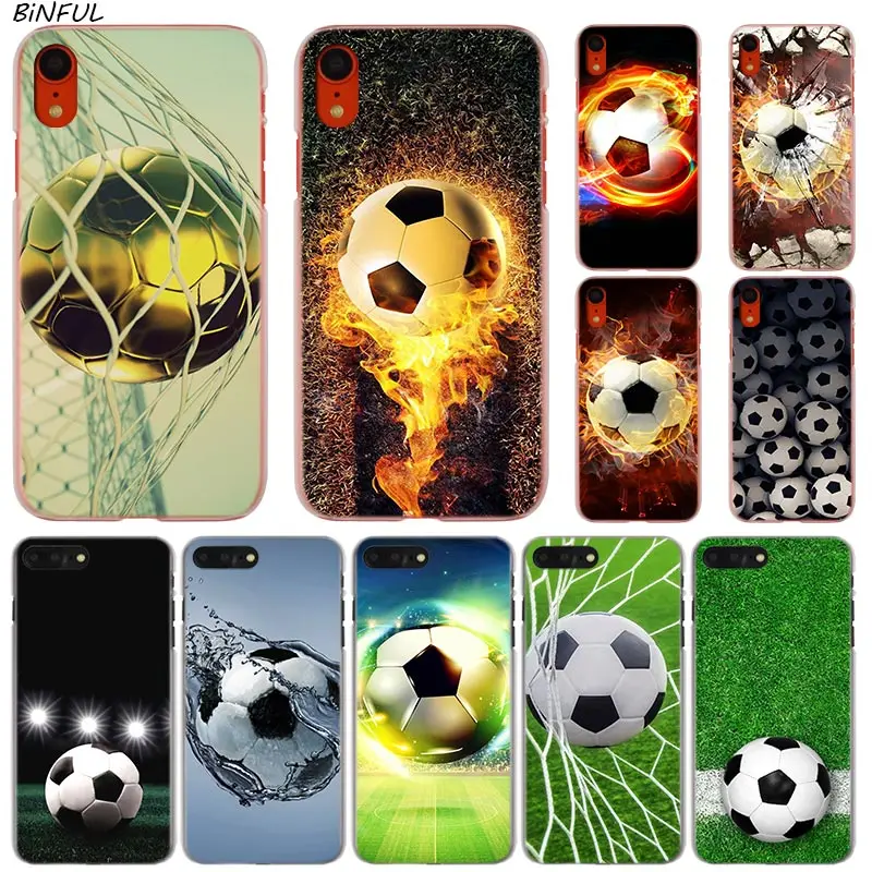 Горячий модный прозрачный жесткий чехол для телефона Fire Football Soccer Ball iPhone X XS Max XR 8 7 6
