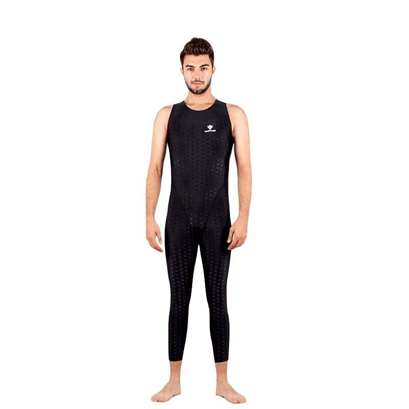 

2019 Sportsman Snorkel Swim Bathing Sport Suit Arena Shark skin Bodysuit One piece Jammers Men Swimwear Pool Swimsuit Wetsuit