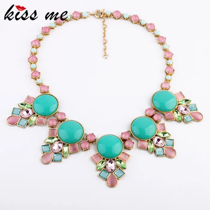 

Bohemian Jewelry KISS ME Collares New Designer Charming Colorful Round Pendant Bubble Necklace