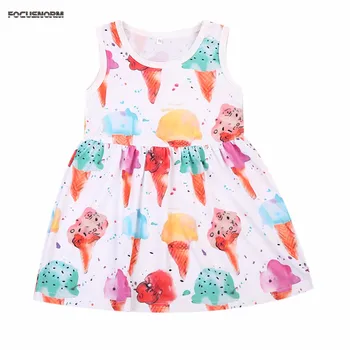 

Flower Girls Princess Dress Kids Baby Party Wedding Pageant Dresses Ice Cream Sleeveless Summer Costume Cute Girl Clothes