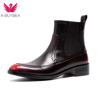 

Women Bullock Boots Fashion Brand Real Leather Top Quality Slip-on Elastic Band Fashion Ankle Shoes Handmade Chelsea Boots Woman