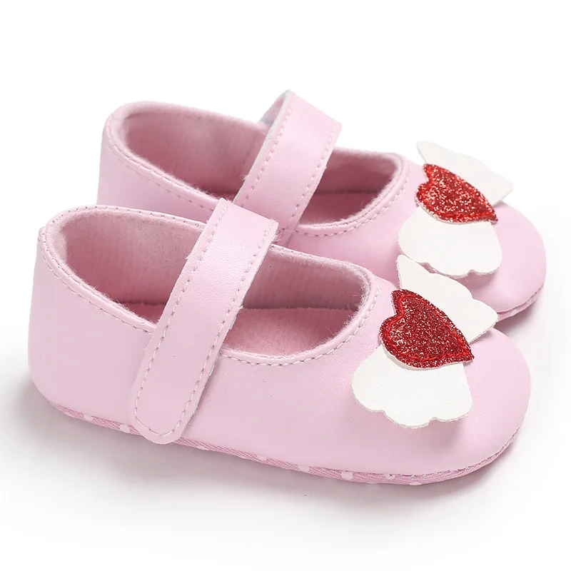 Baby Moccasins PU Leather Toddler First Walker Princess Love Bow Soft Soled Baby Girls Shoes Newborn Sneakers For 0-18M