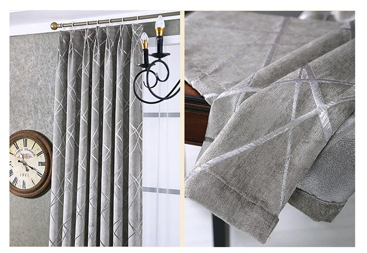 Ivory Blackout Jacquard Silver Curtains for Living Room Chenille American Modern Luxury Blind Fabric Stripe Drape Bedroom Window