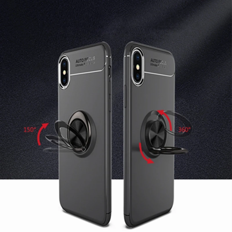 

New Metal Finger Ring Stand Phone Case Cover With Magnetic Adsorption 360 Rotation Ring Holder Phone Cover for iPhone