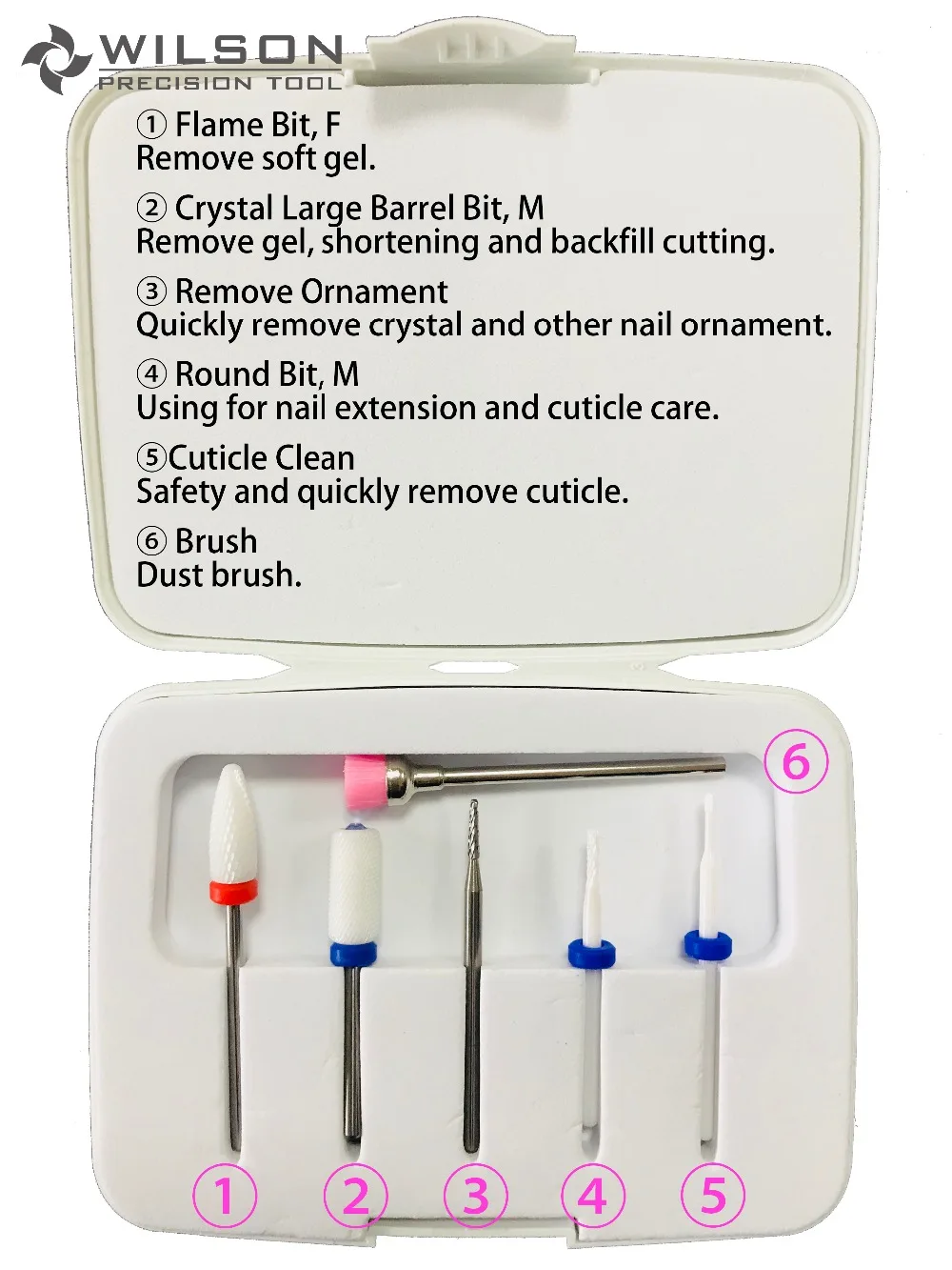 Набор керамических сверл для ногтей K2(6 шт.)-твердосплавное сверло для ногтей WILSON