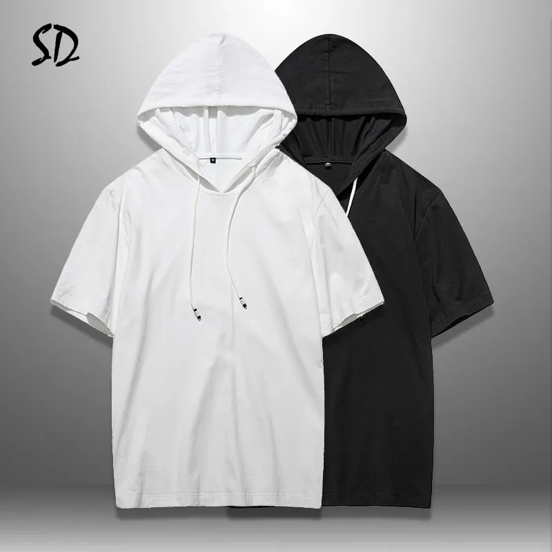 Europe Size Solid T shirts Men Summer Casual Hooded Tshirt Man Hip Hop Mens Tee Short Sleeve Top Male 2019 New Fitness Clothing Europe Size Solid T shirts Men Summer Casual Hooded Tshirt Man Hip Hop Mens Tee Short Sleeve Top Male 2019 New Fitness Clothing