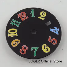 28,5 мм черный стерильный циферблат красочные цифры окошко даты Fit DG 3804 MIYOTA 8215 8205 Автоматический ход для мужчин t мужчин часы D11B