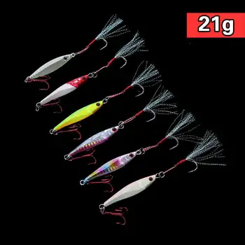 

6pk 21g 7cm Glow Butterfly Jigs Knife Slow Jig Fishing Lures Assit jig Treble Hooks Laser Luminous Process with Hook Mixed Color