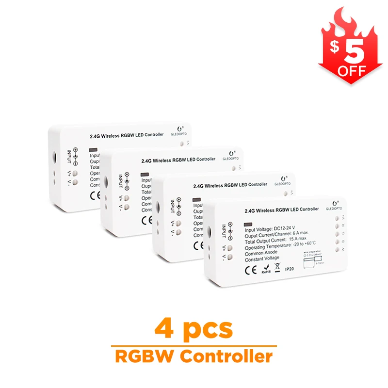 Zigbee Zll умный дом светодиодный контроллер rgbww DC12V-24V zigbee 3,0 управление телефоном Совместимость с ECHO plus Smartthings hub - Цвет: 4Pcs RGBW Controller