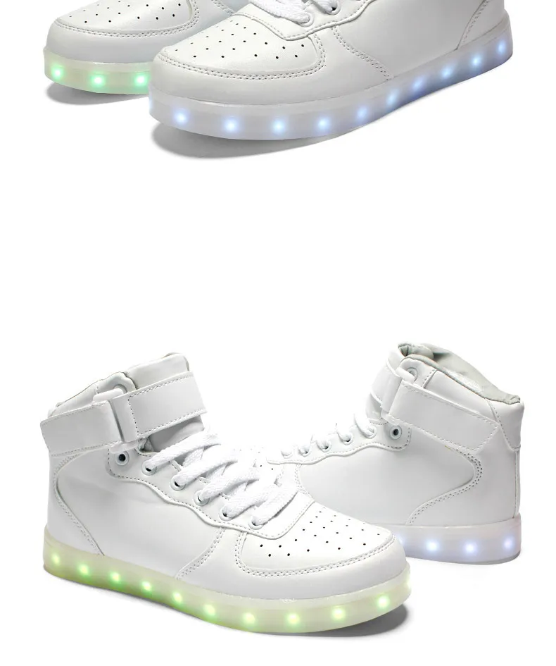 Детская светящаяся обувь для мальчиков и девочек; USB зарядное устройство; Светодиодный светильник с высоким верхом; Светящиеся детские кроссовки для мальчиков; детская спортивная обувь на шнуровке; тренировочная обувь