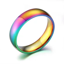 JINSHIYINYU 6MM Classic Rainbow Colored Crystal Stainless Steel Band LGBT Gay& Lesbian Pride Ring JINSHIYINYU 6MM Classic Rainbow Colored Crystal Stainless Steel Band LGBT Gay& Lesbian Pride Ring