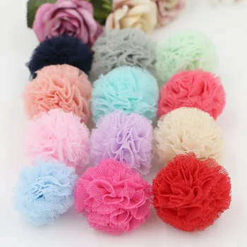 

Free Shipping 30PCS Chiffon Lace Floral Balls Patch for Toddler Girls DIY Kawaii Hair Jewelry Headband Headwear Decoration